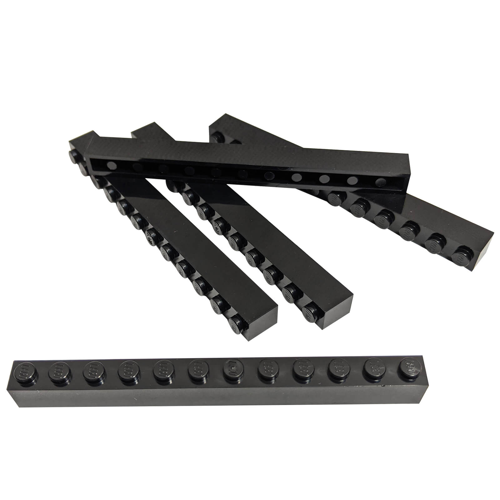 Black brick 1 x 12 part 6112, long rectangular building brick for walls, beams and structural builds
