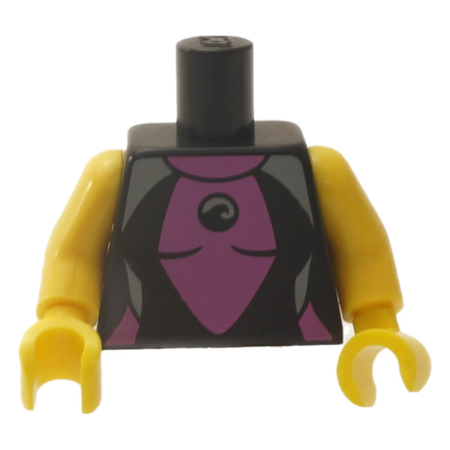 LEGO® female black wetsuit torso with purple panel design and yellow arms