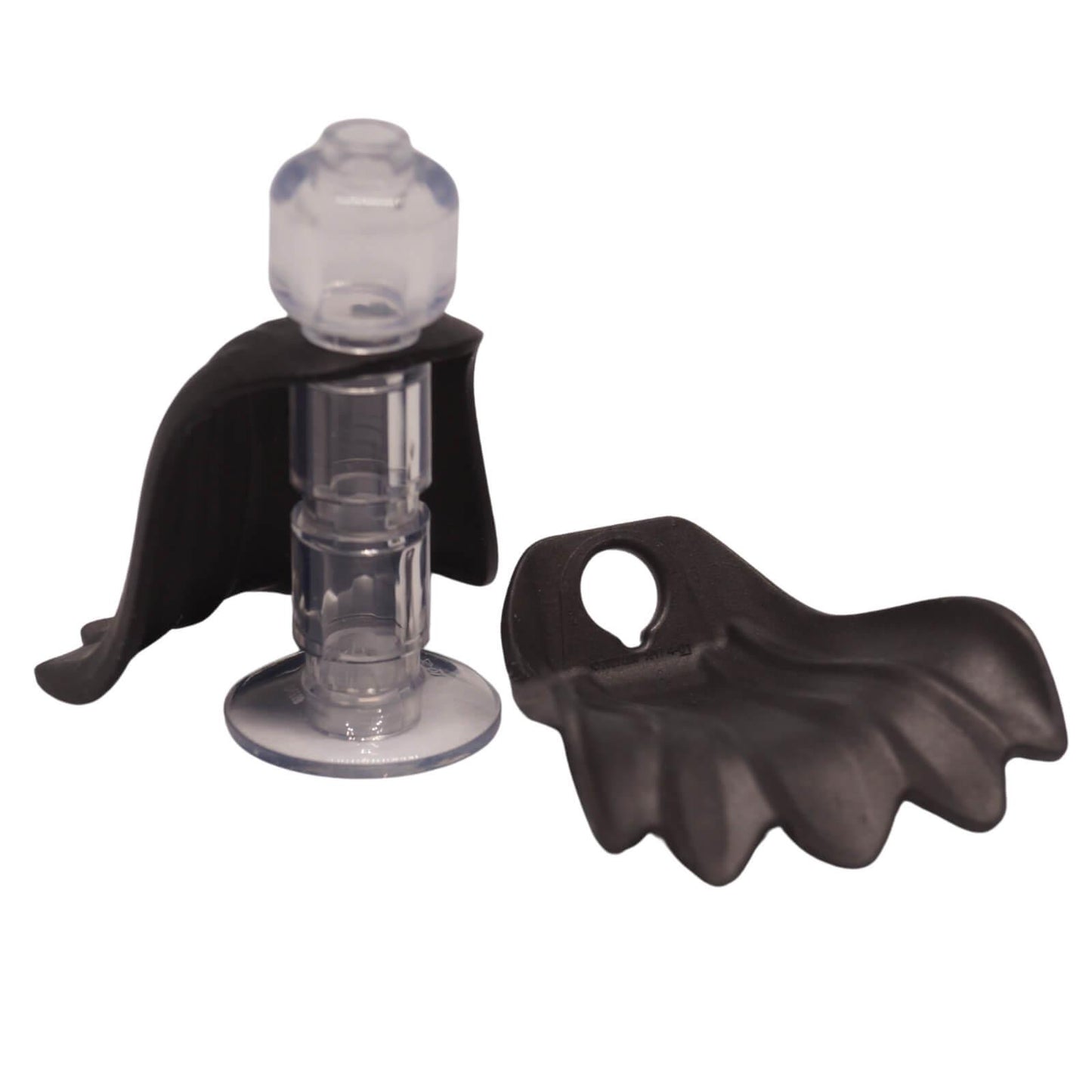 Negro capa de minifigura de goma flexible con diseño de cinco puntas en forma de onda
