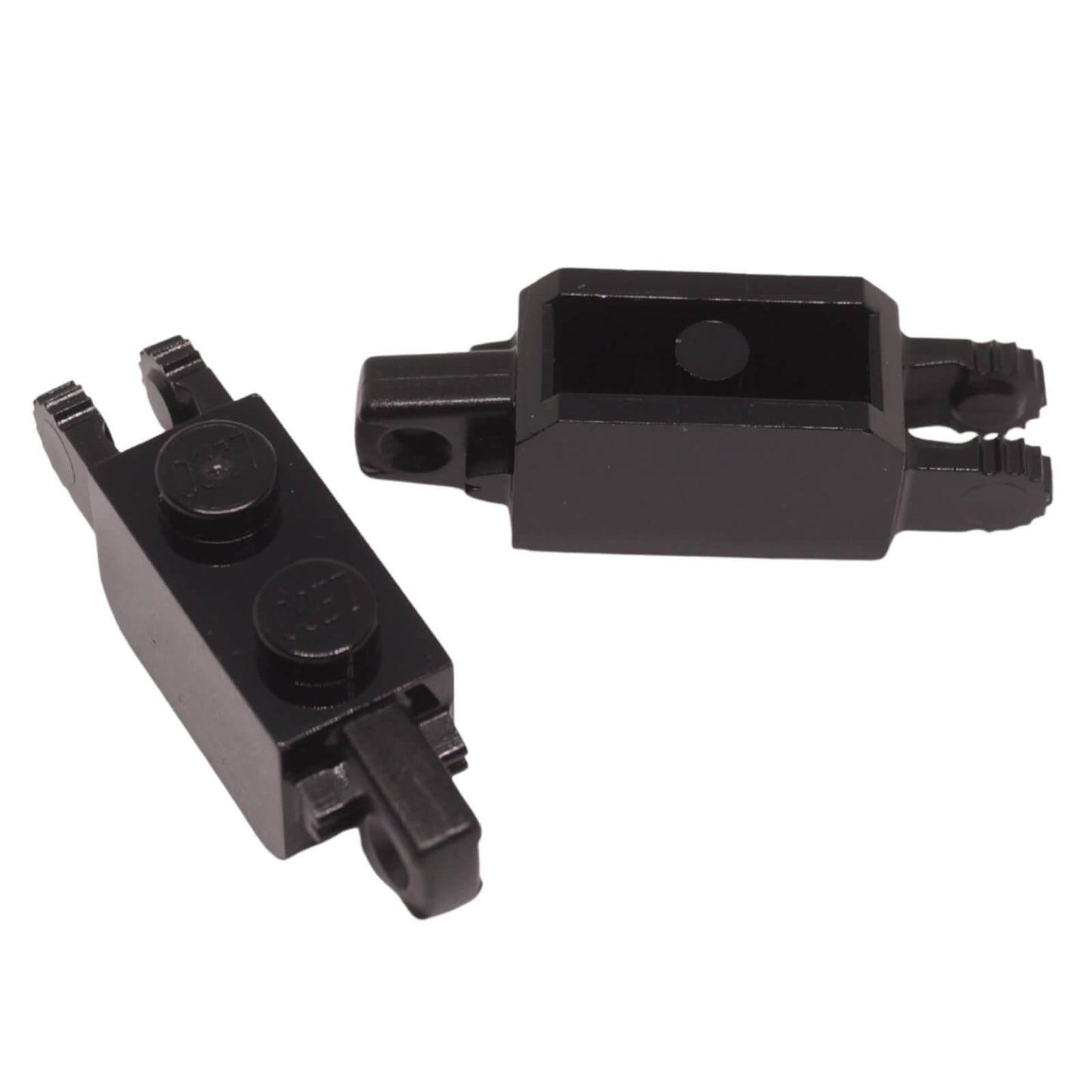 Black hinge brick 1 x 2 locking vertical (30386) for hinged panels, folding builds, and secure moving joints
