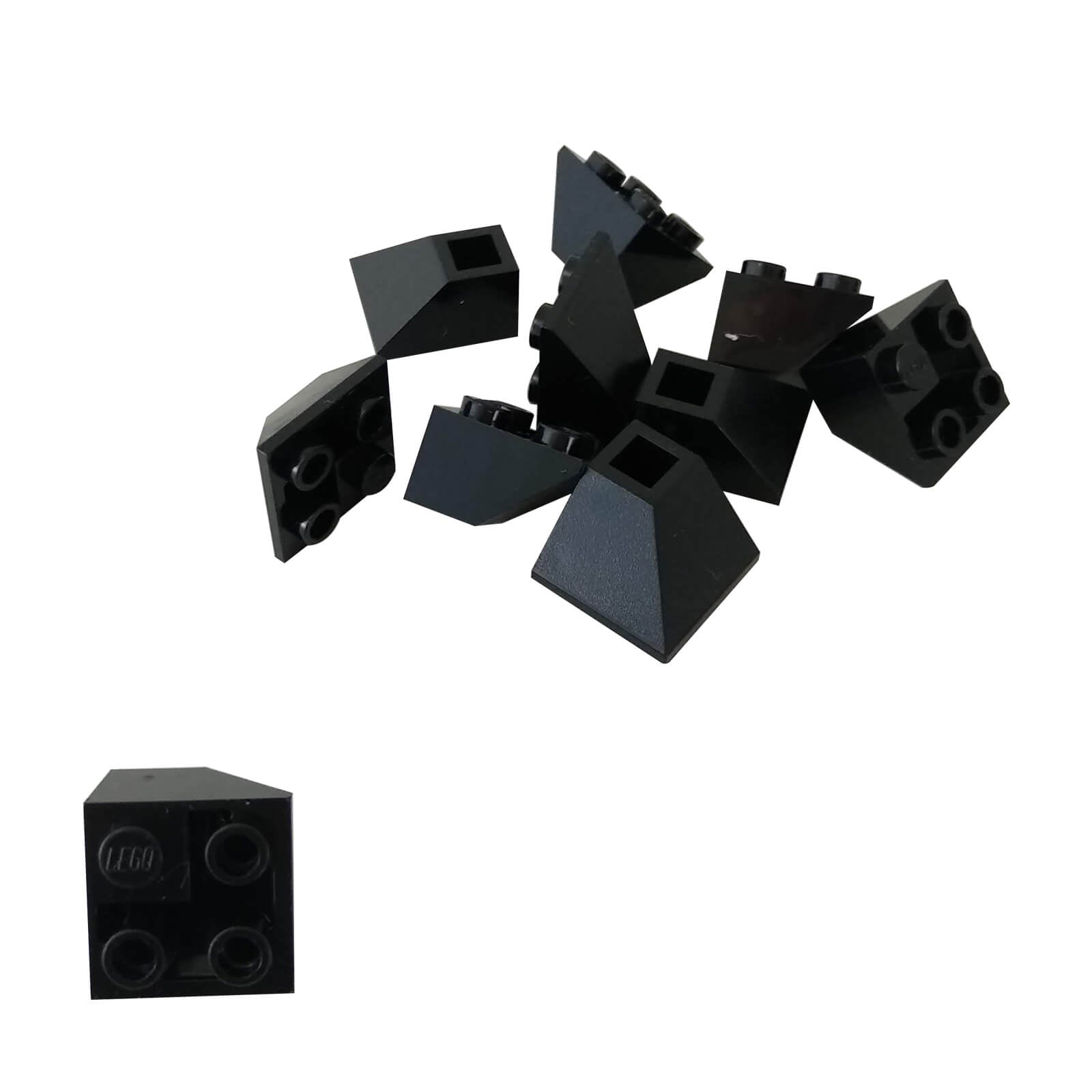 Schwarz umgekehrte 45 Grad 2 x 2 doppelt konvexe Neigung für LEGO® Gebäudedetails und geneigte Strukturen
