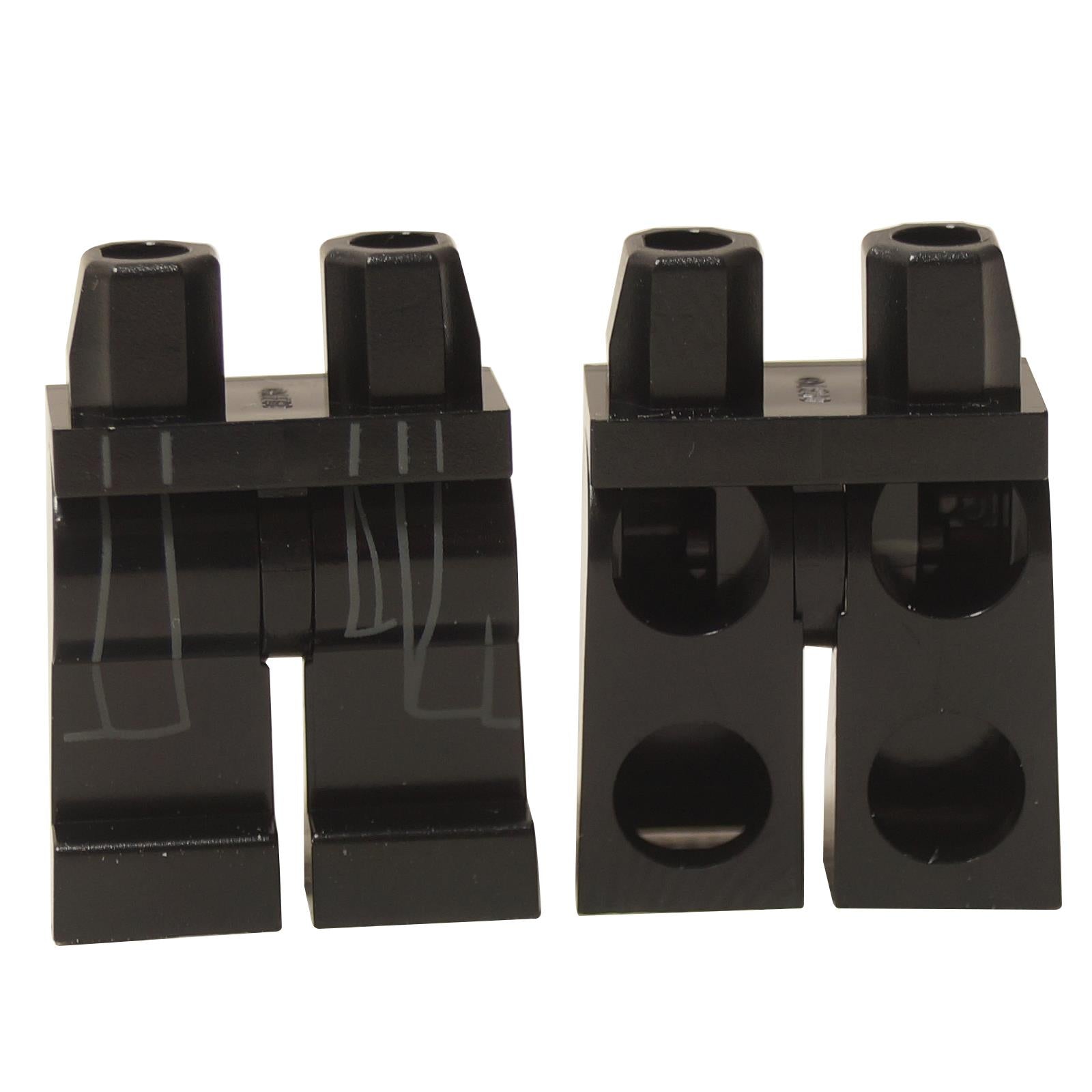 LEGO black minifigure legs, Sith robe coattails print, front and back views