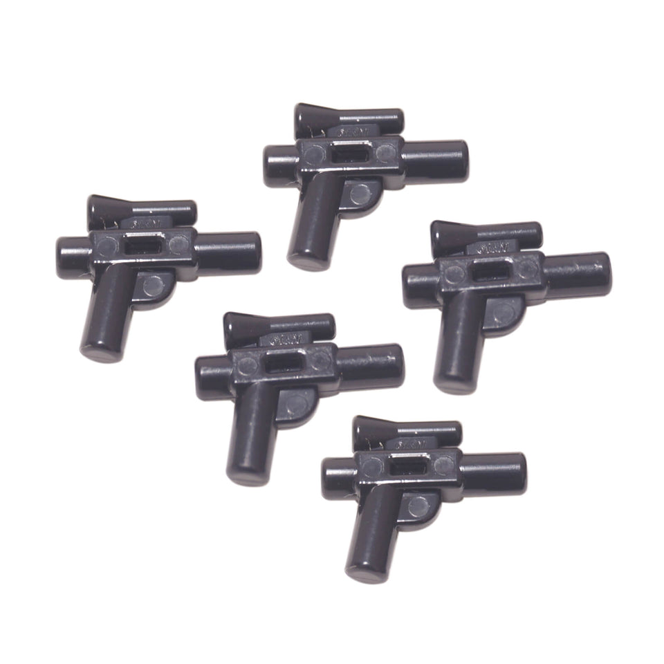 Negro arma de bláster pequeña para minifiguras (estilo SW) para construcciones de ciencia ficción, tropas y escenas de acción
