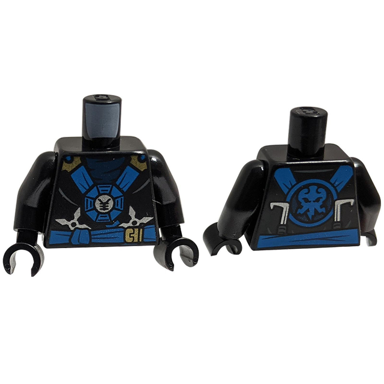 black LEGO ninjago strap emblem torso blue gold print 973pb2078c01
