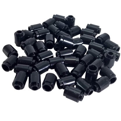 Black round 1 x 1 brick part 3062 with cylindrical shape for LEGO® building details and accents

