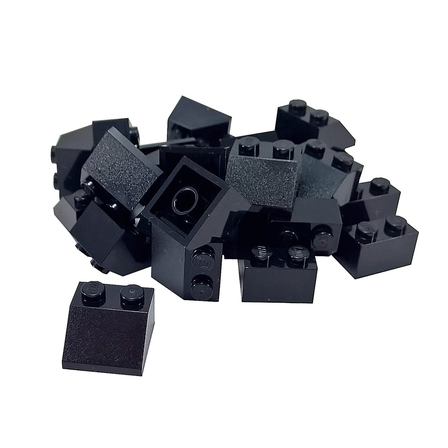 Black 45 degree slope brick 2 x 2 for angled builds, roofs and shaping
