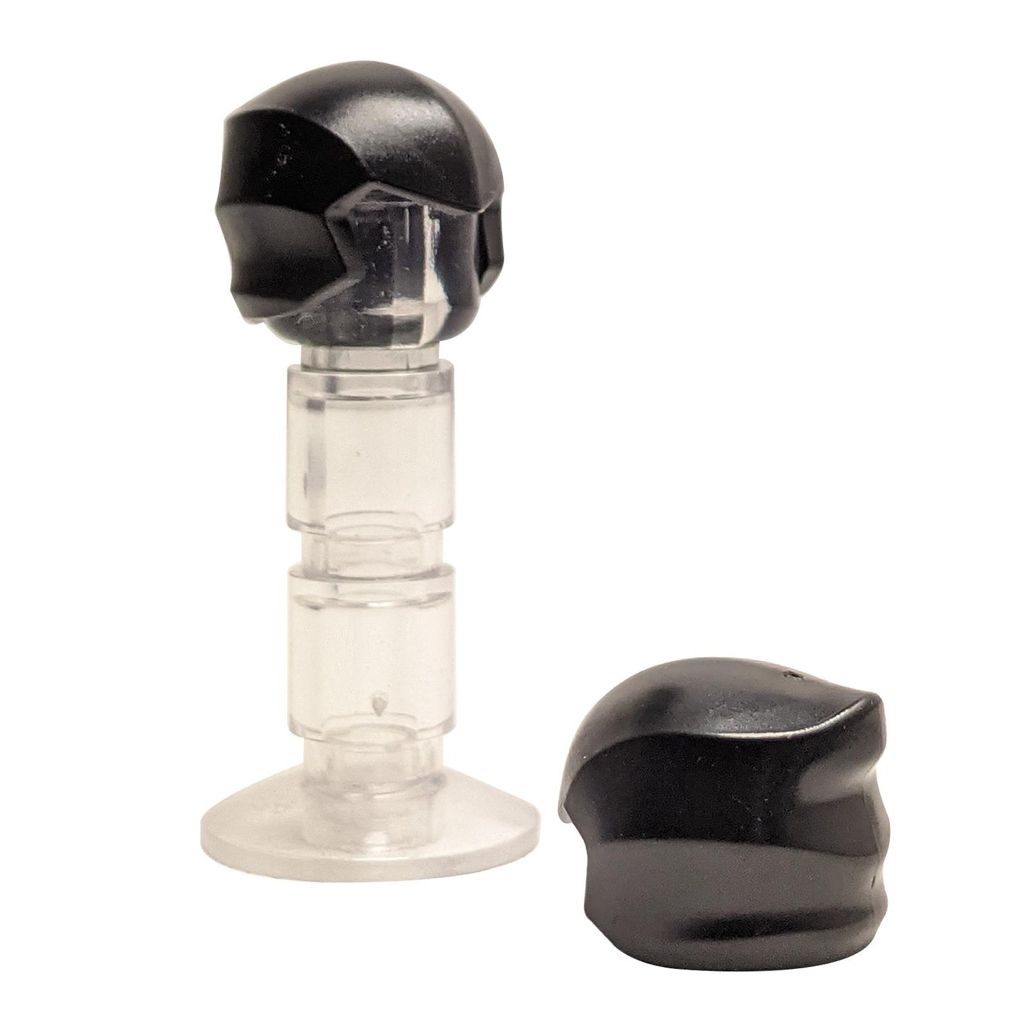 Nero cappuccio ninja liscio con copertura completa del viso e forma arrotondata elegante per minifigure
