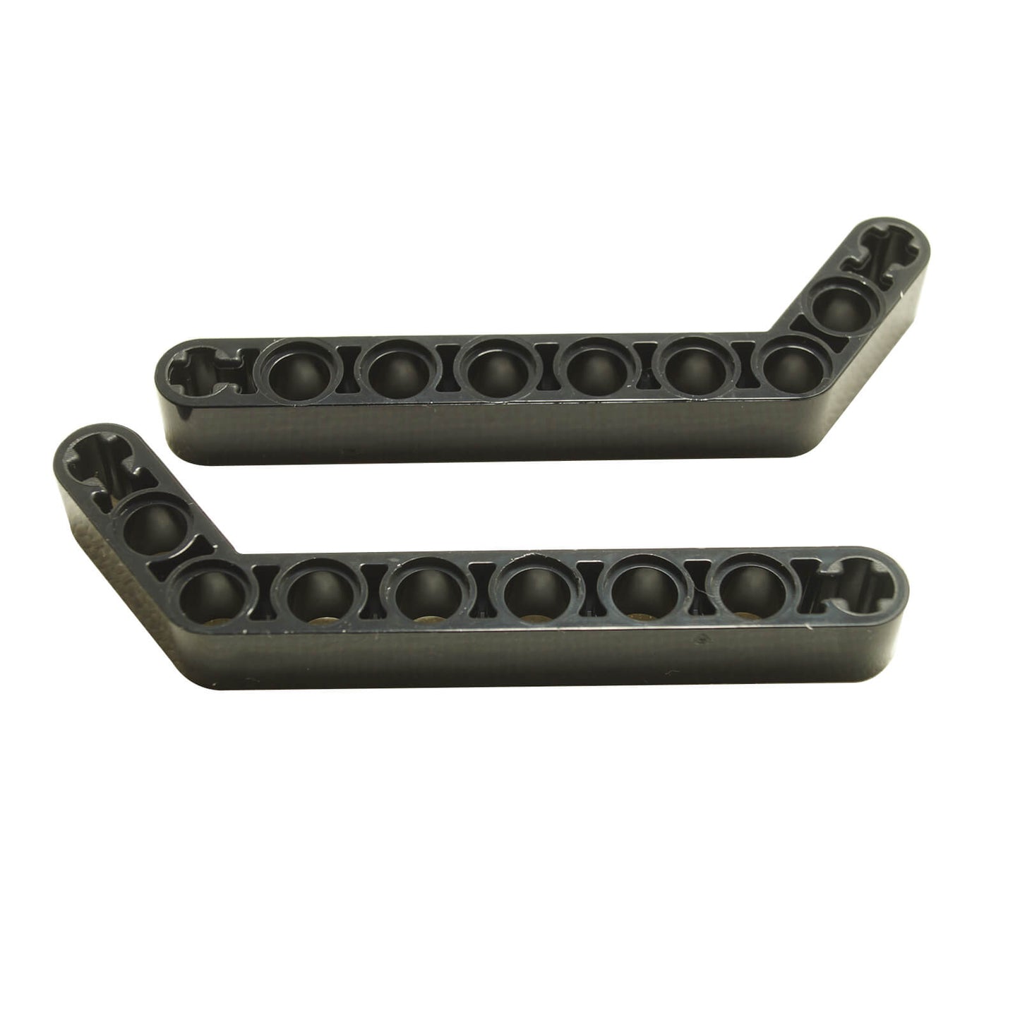 Noir Technic bras de levage modifié coudé épais 1x9 (7-3), poutre angulaire avec trous pour axes pour les constructions Technic.
