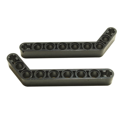 Noir Technic bras de levage modifié coudé épais 1x9 (7-3), poutre angulaire avec trous pour axes pour les constructions Technic.
