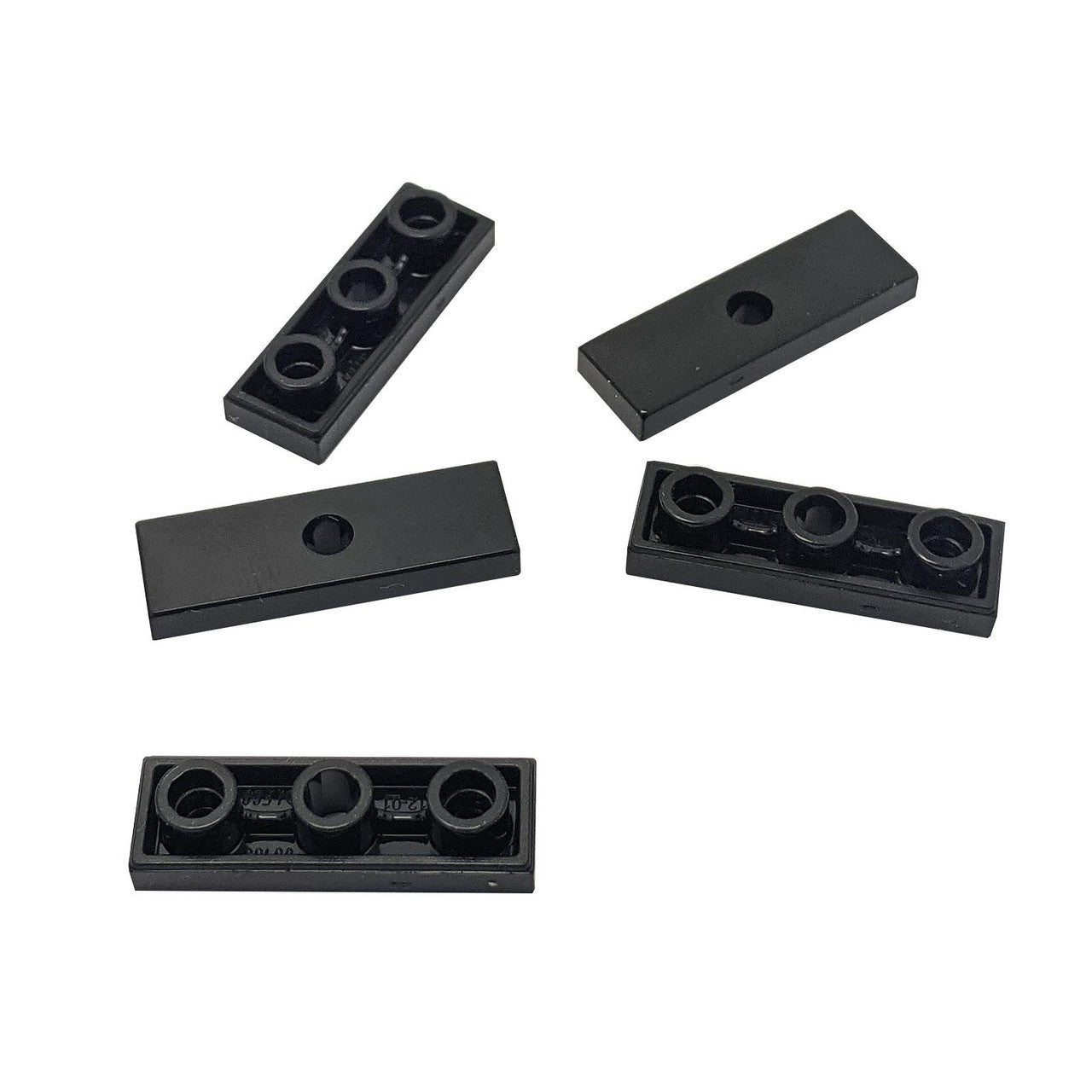 Black modified Tile 1 x 3 inverted with hole for mounting details, bars, and compact connection points
