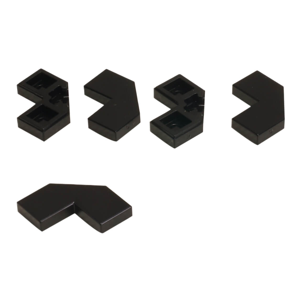 Black modified facet Tile 2 x 2 for angled detailing, decorative surfaces, and clean LEGO® builds
