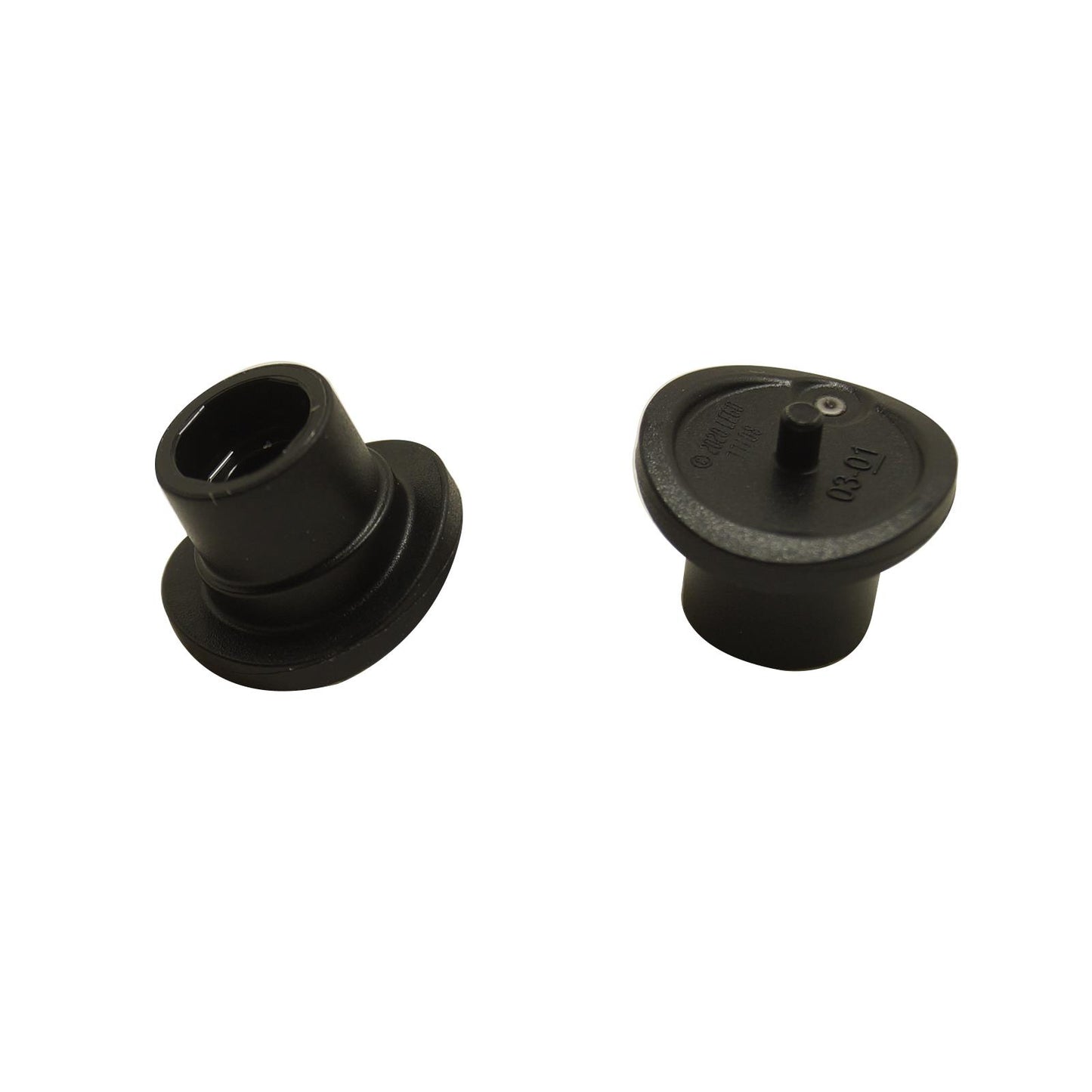 Black minifigure top hat with small side pin and open stud top, featuring tall cylindrical shape and smooth molded finish