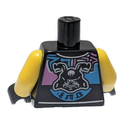 LEGO black torso with bulldog emblem and neon panel print 973pb3026c01 back view