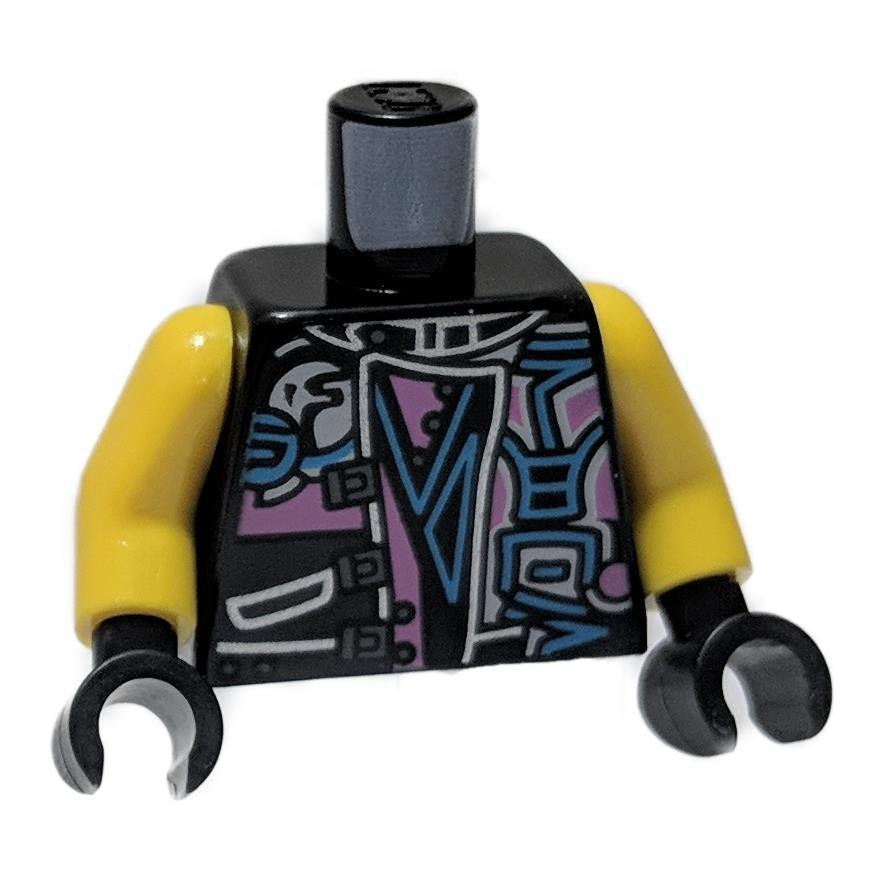 LEGO black torso with neon graphic jacket print 973pb3026c01 front view