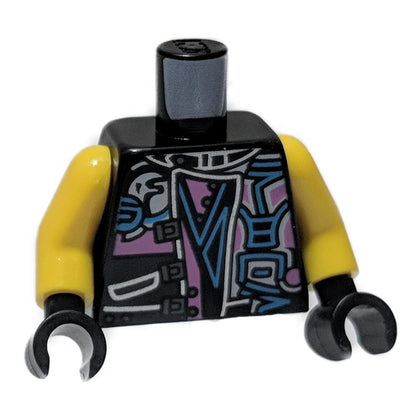 LEGO black torso with neon graphic jacket print 973pb3026c01 front view