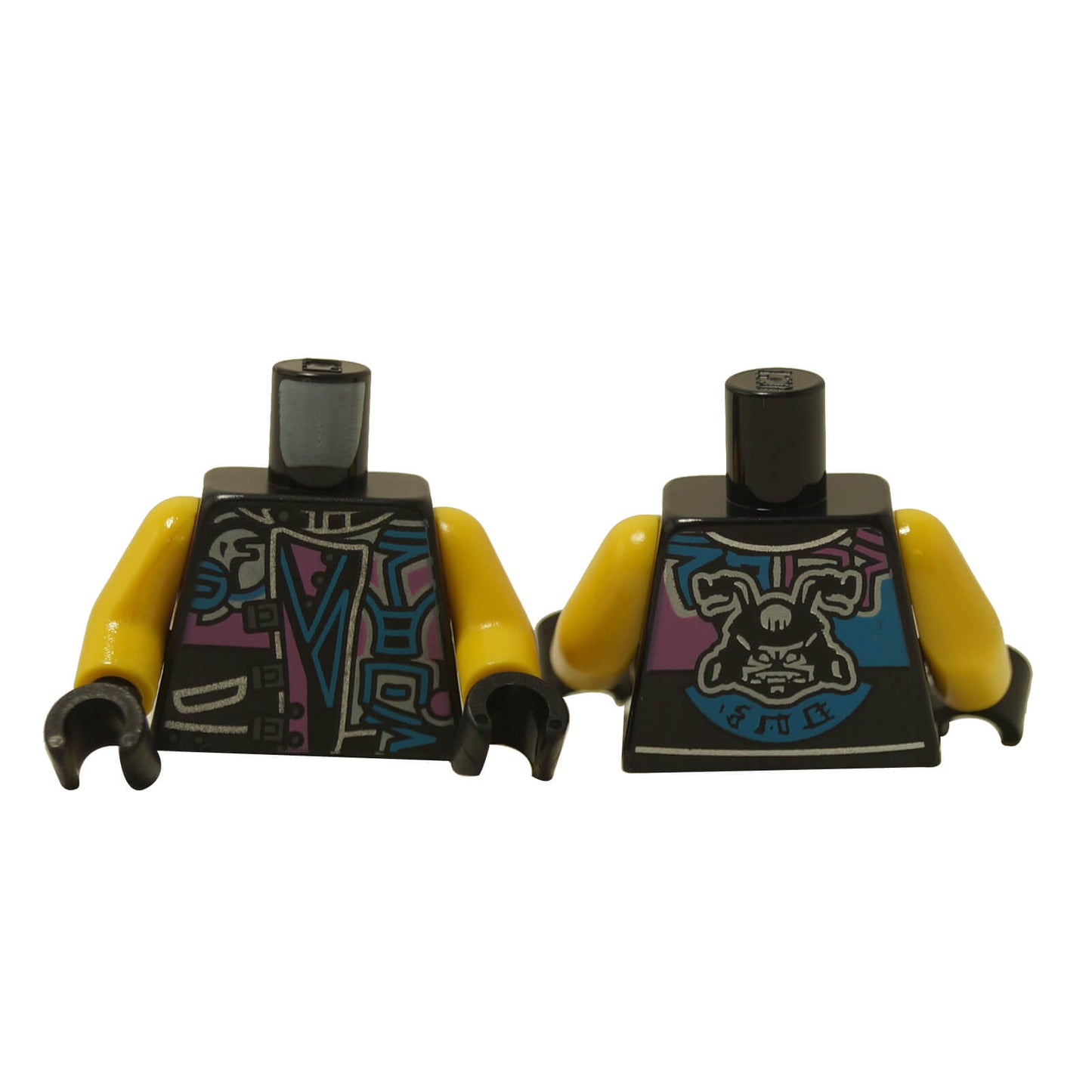 LEGO black torso with purple and blue neon jacket design 973pb3026c01 front detail