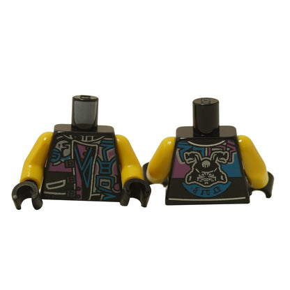 LEGO black torso with purple and blue neon jacket design 973pb3026c01 front detail