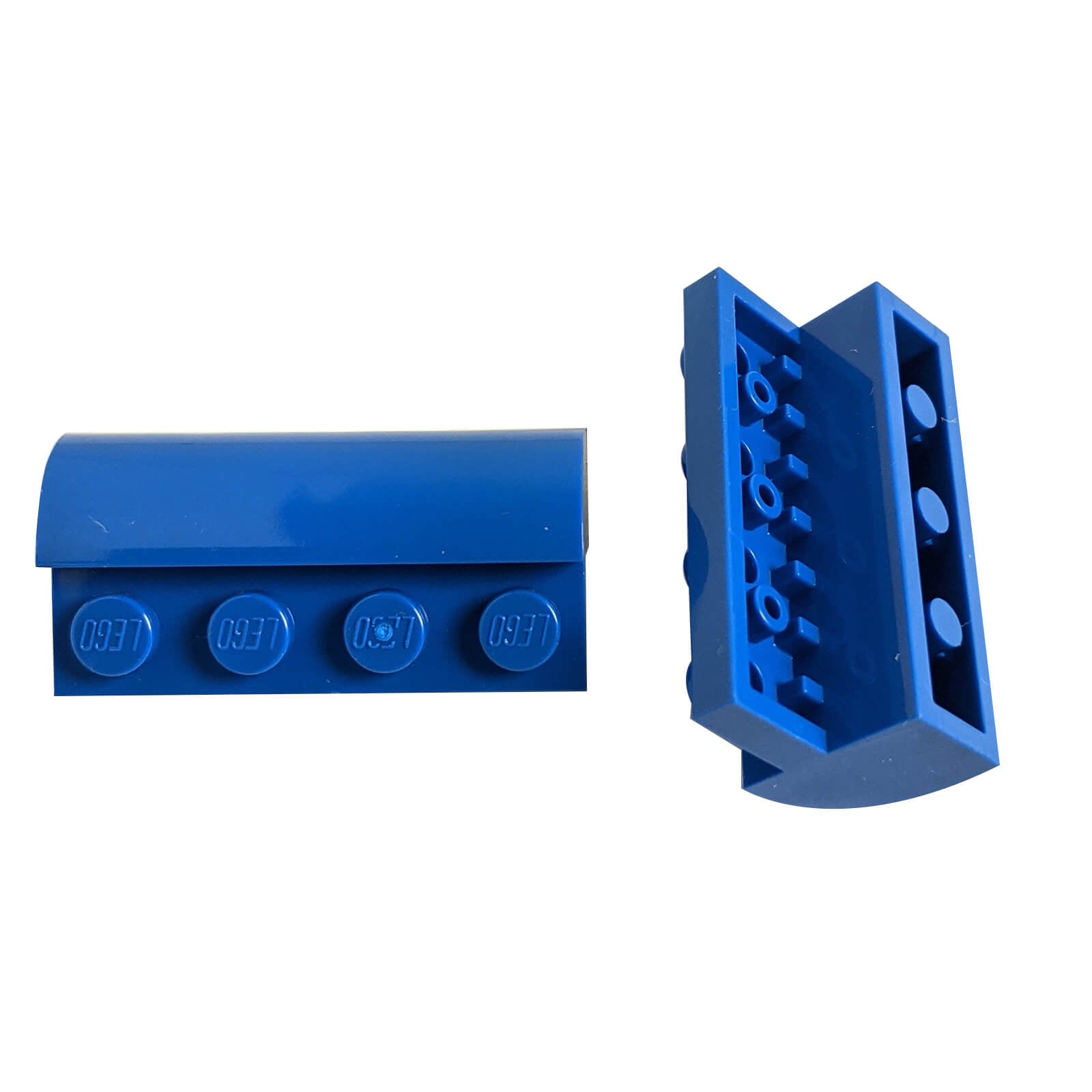 Blue curved 2x4 slope with recessed studs (6081) for smooth shaping, roofs, and vehicle builds
