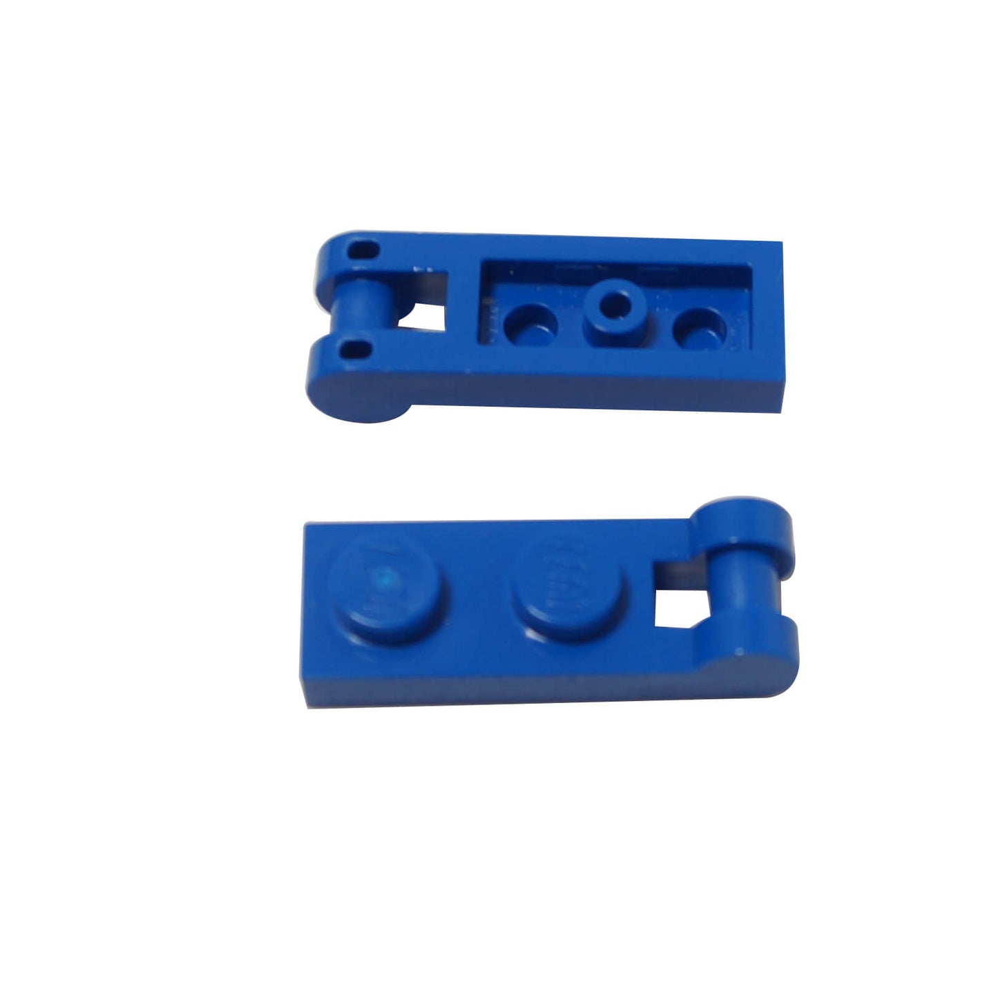Blue Plate Modified 1 x 2 with Handle on End and Closed Ends, part 60478, featuring a flat 1x2 plate base with an integrated end handle and smooth closed tips