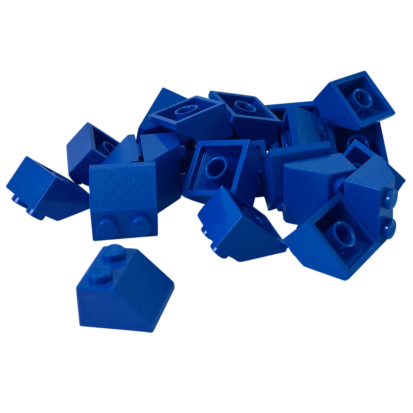 Blue 45 degree slope brick 2 x 2 for angled builds, roofs and shaping
