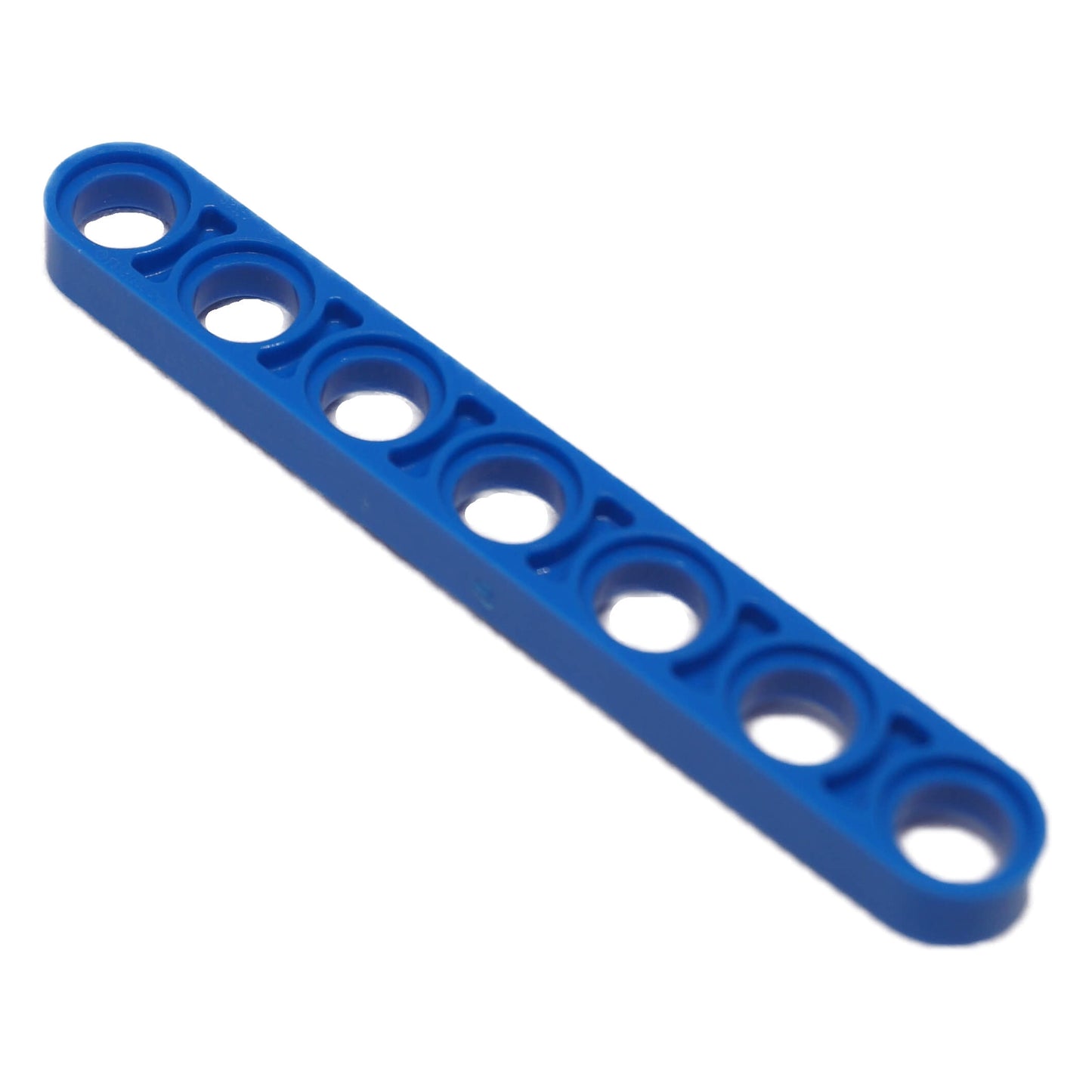 Blue Technic thin liftarm 1 x 7 part 32065 with pin holes for LEGO® Technic frames and mechanisms
