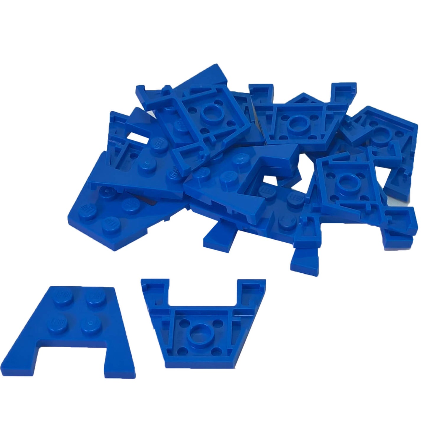 Azul placa cuña 3 x 4 con muescas para studs, pieza de placa angulada para dar forma a vehículos, techos y construcciones detalladas
