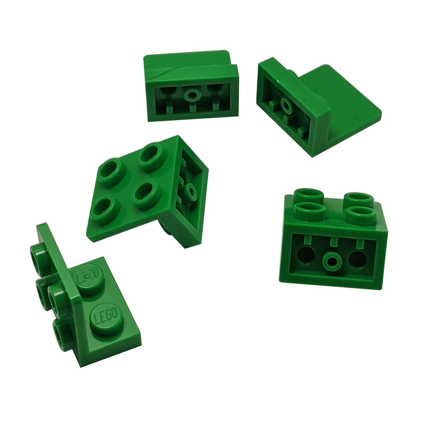 Bright green inverted bracket 1 x 2 - 2 x 2 (part 99207) for offset building and SNOT connections
