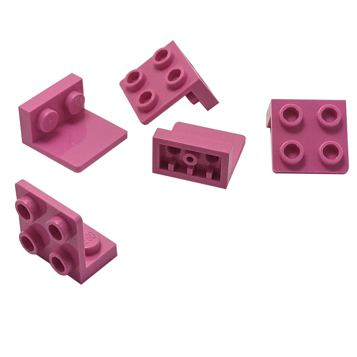 Dark pink inverted bracket 1 x 2 - 2 x 2 (part 99207) for offset building and SNOT connections
