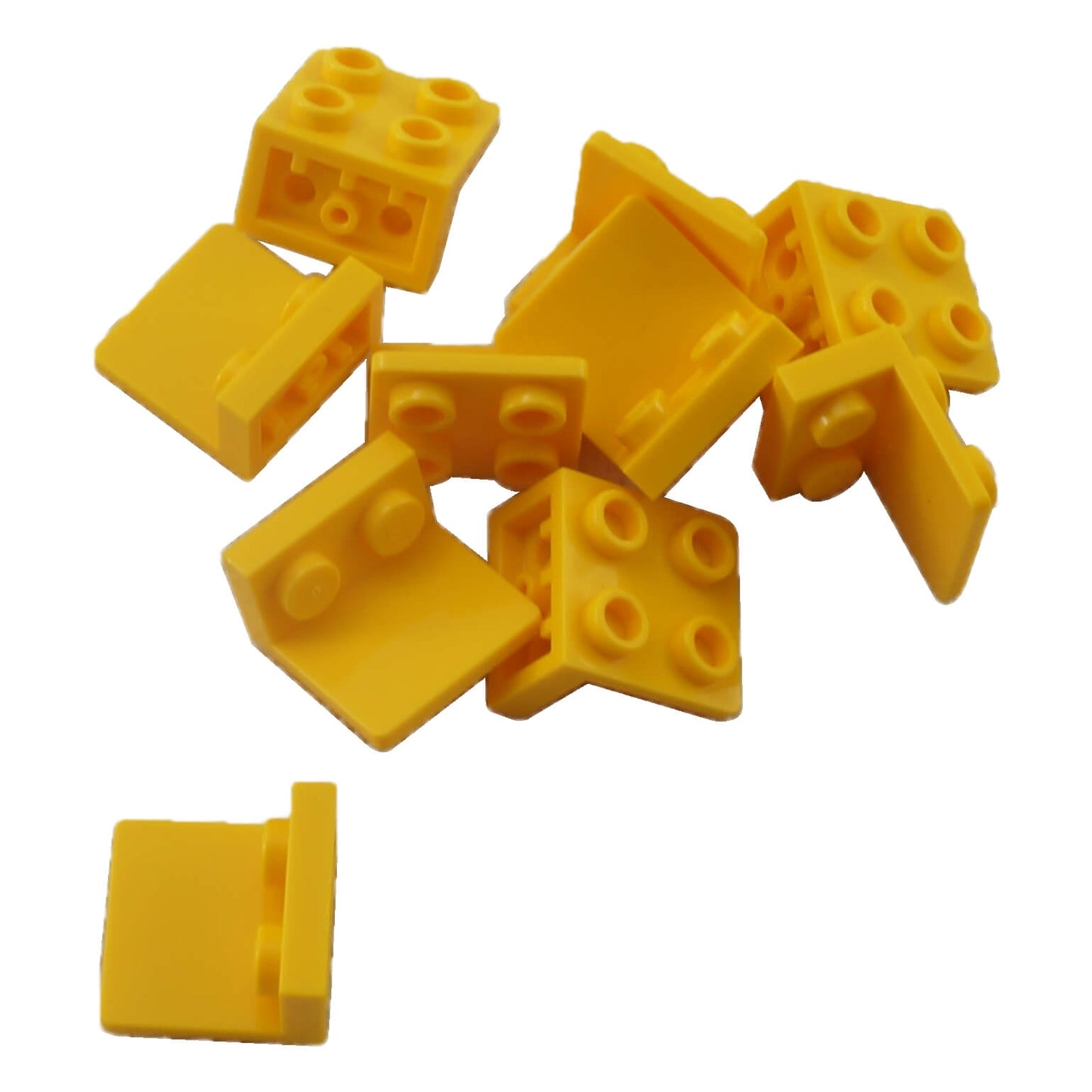 Yellow inverted bracket 1 x 2 - 2 x 2 (part 99207) for offset building and SNOT connections

