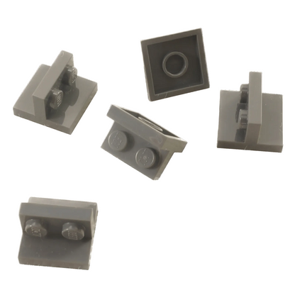 light bluish gray LEGO Bracket 2 x 2 - 1 x 2 Centered part 41682 shown from front and rear angles
