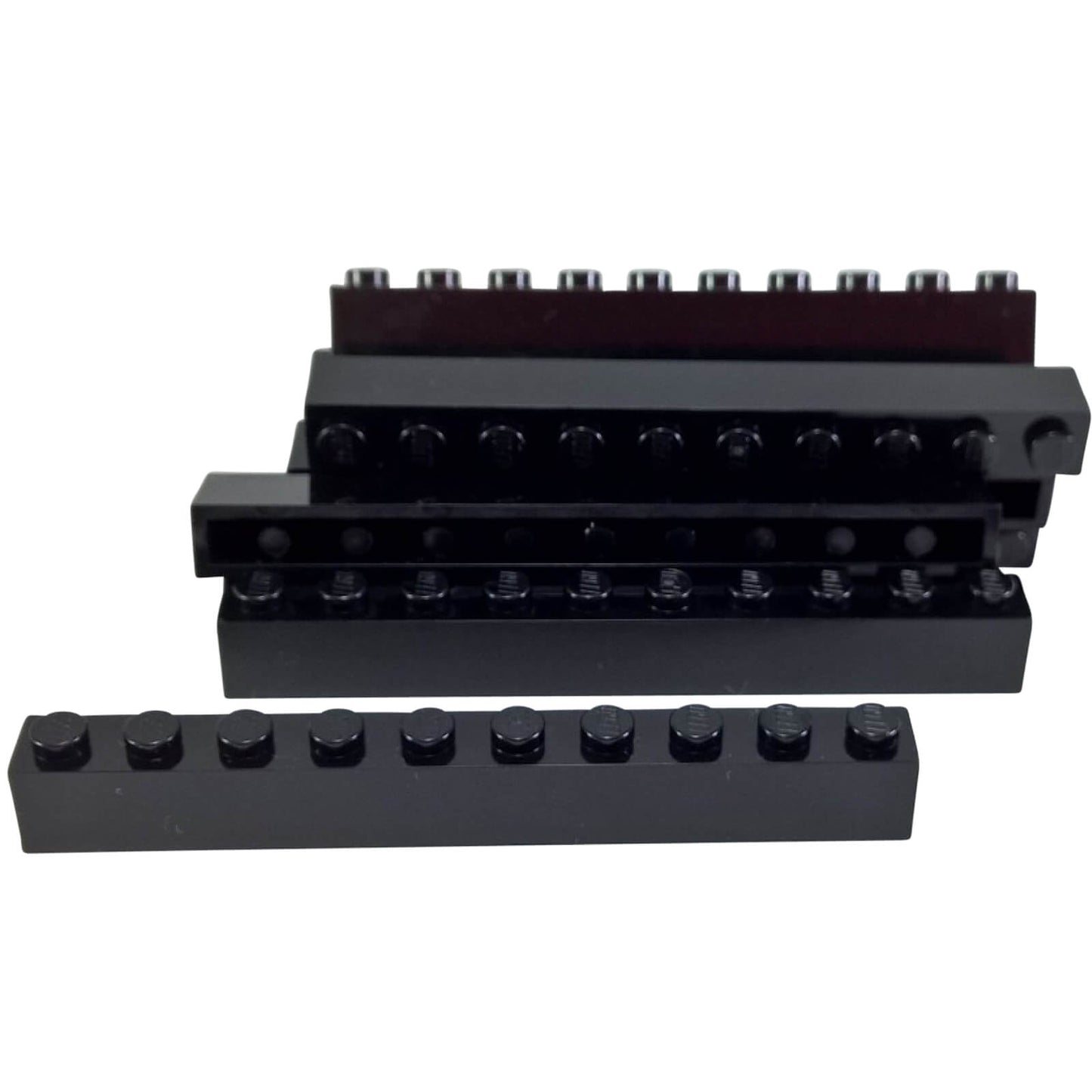 LEGO Stein 1 x 10, schwarz, mehrere Teile, Schrägansicht