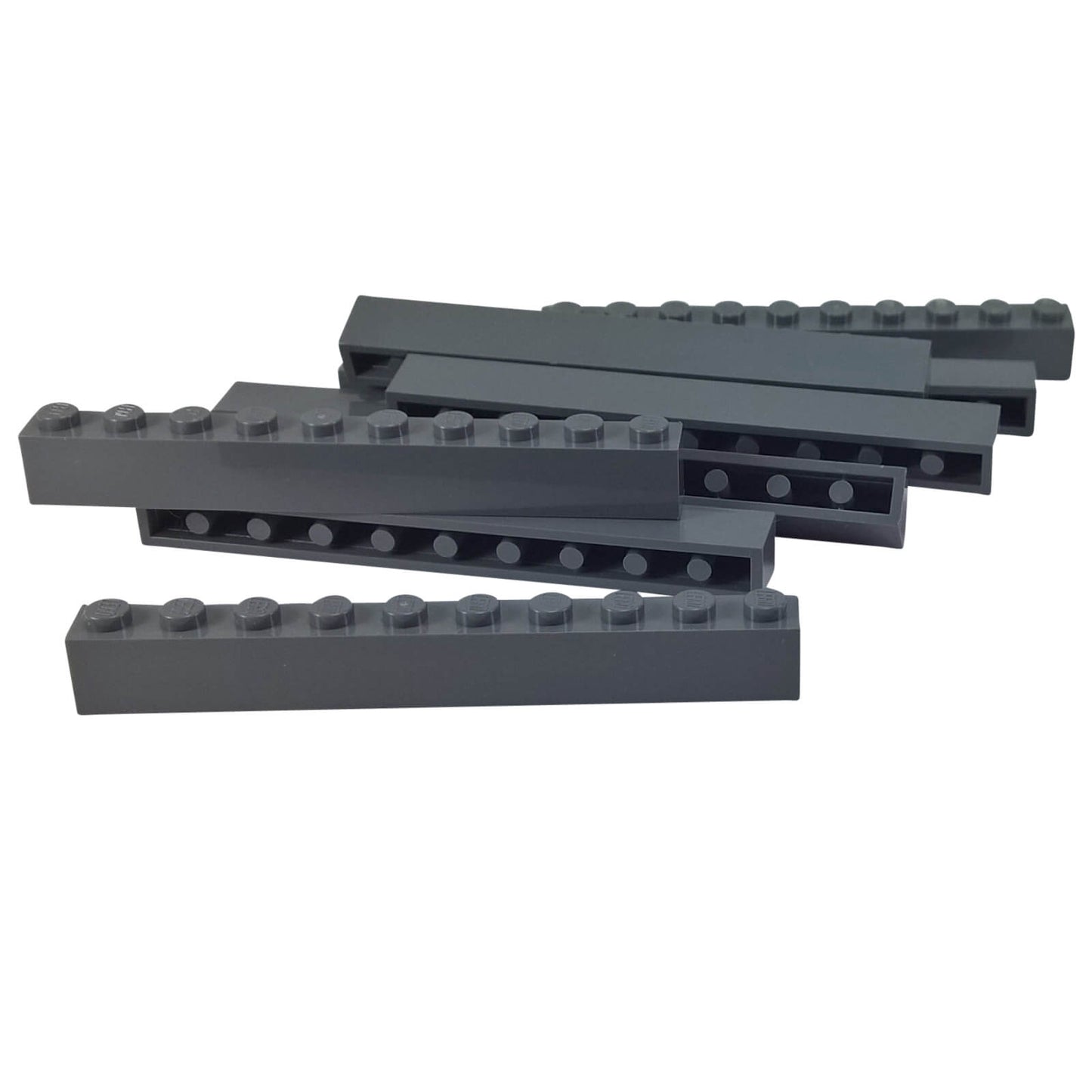 dark bluish gray LEGO brick 1 x 10 long building brick part 6111 used for structural walls bases and extended building sections
