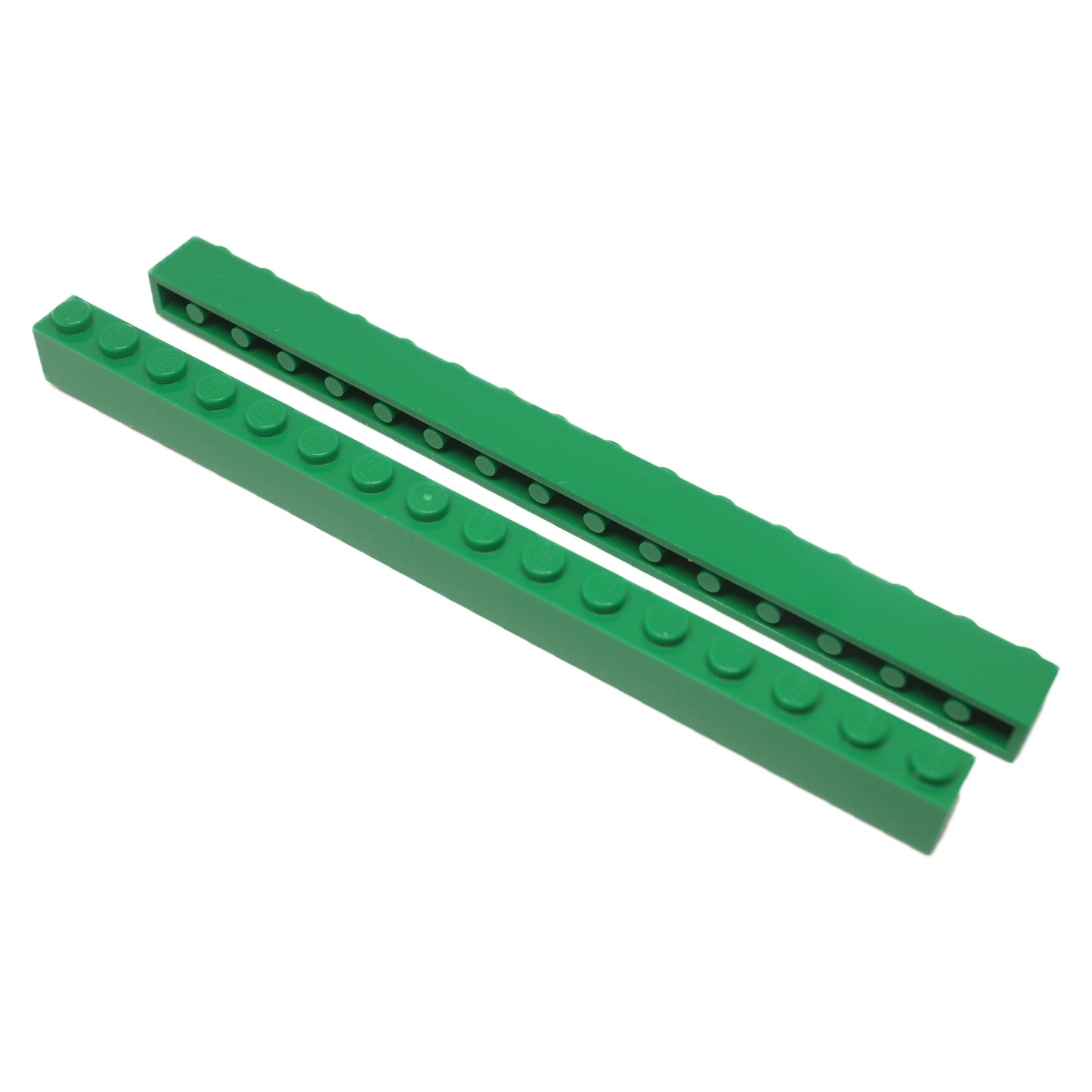Brick 1 x 16 in green, long rectangular building brick used for walls, supports, and large structural builds
