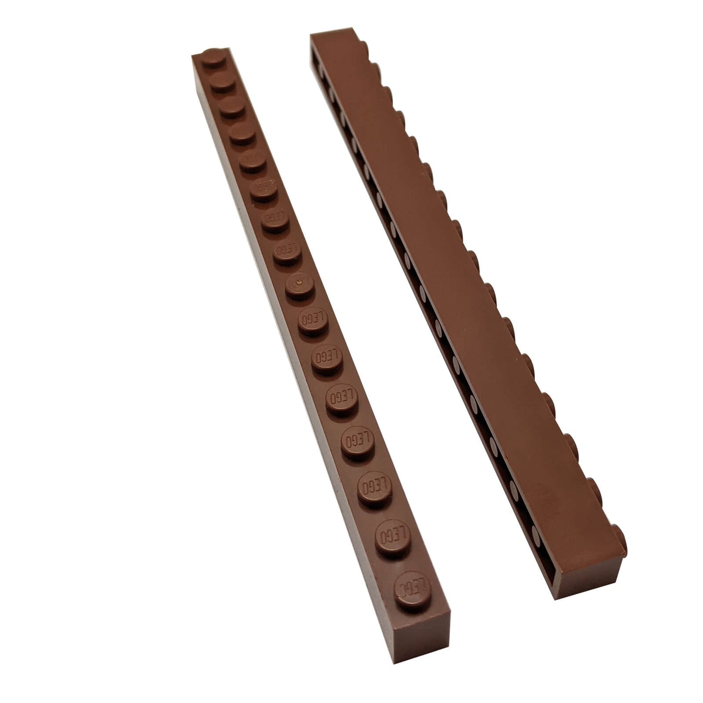 Brick 1 x 16 in reddish brown, long rectangular building brick used for walls, beams, and large structures

