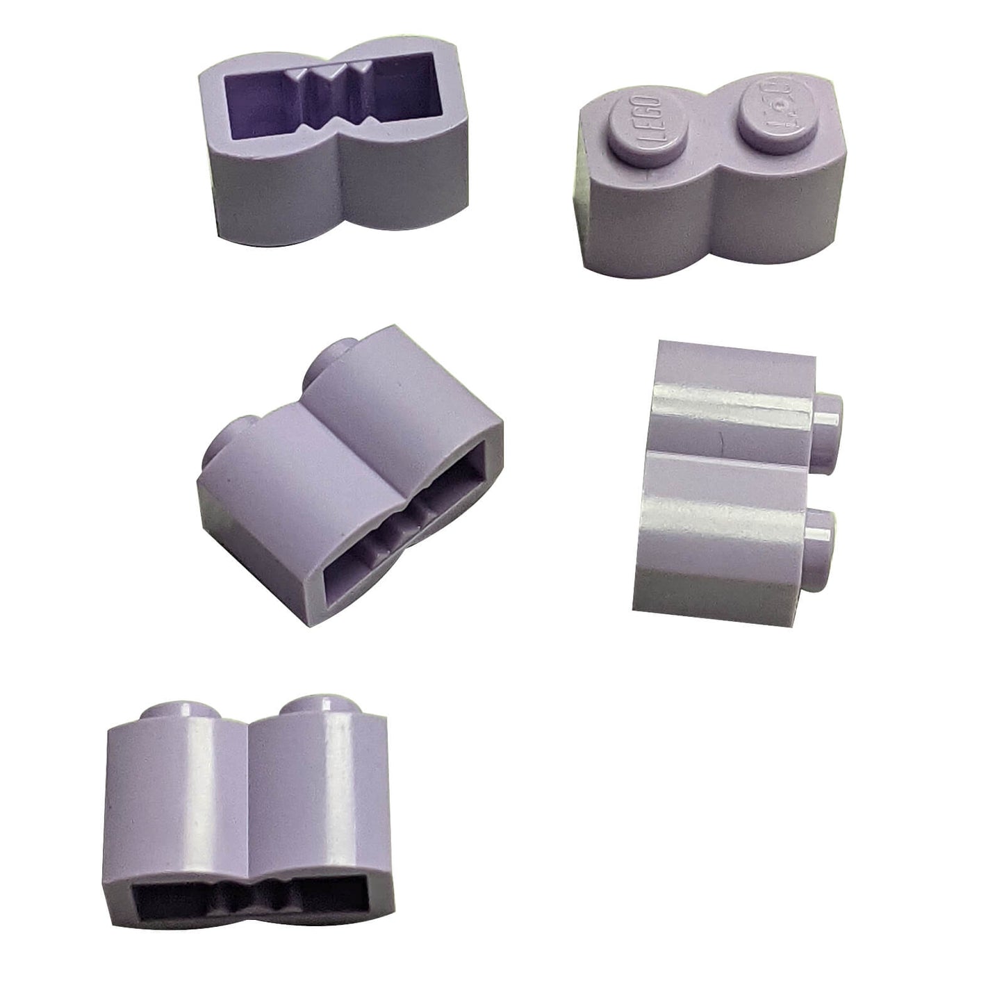 LEGO modified brick 1 x 2 log with rounded wood texture pattern in lavender part 30136