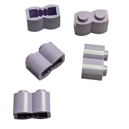 LEGO modified brick 1 x 2 log with rounded wood texture pattern in lavender part 30136