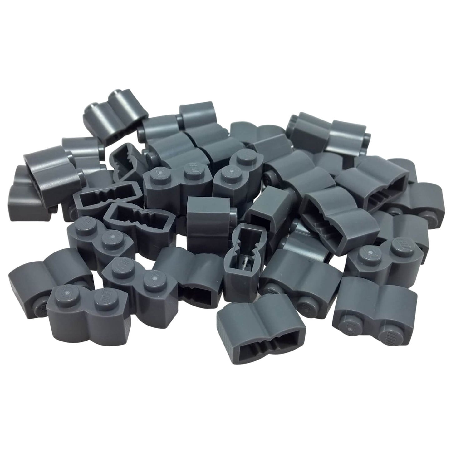 LEGO modified brick 1 x 2 log with rounded wood texture pattern in dark bluish gray part 30136