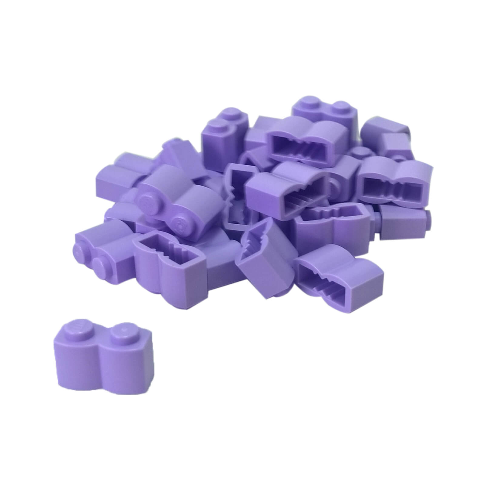 LEGO modified brick 1 x 2 log with rounded wood texture pattern in lavender part 30136