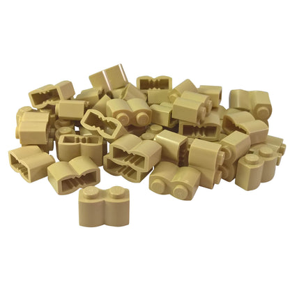 LEGO modified brick 1 x 2 log with rounded wood texture pattern in tan part 30136