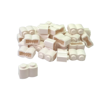 LEGO modified brick 1 x 2 log with rounded wood texture pattern in white part 30136