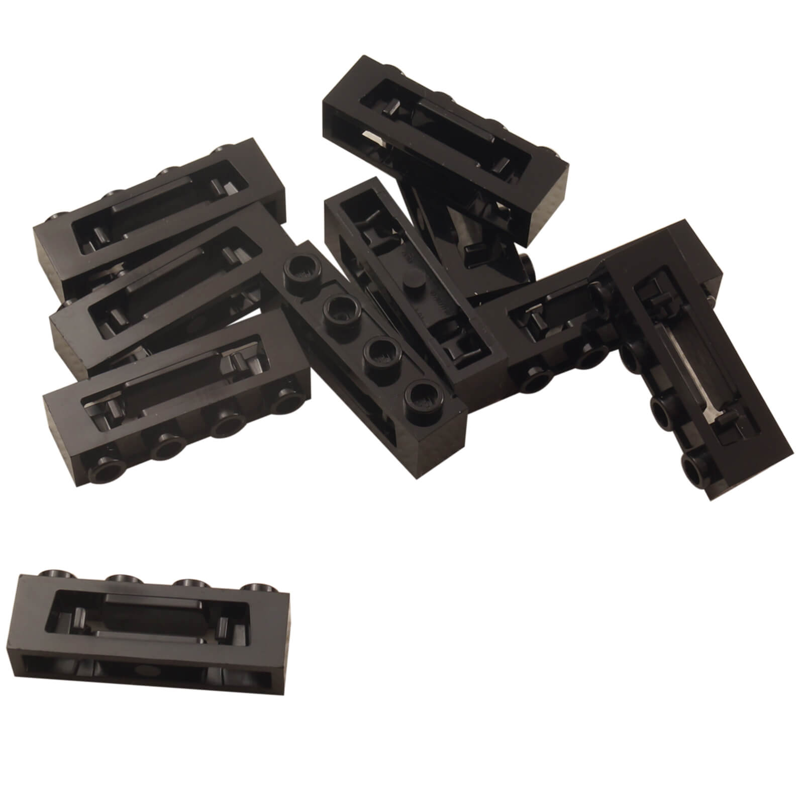 LEGO® Modified Brick 1x4 with inside clips (disk shooter style) in black for action and launcher builds