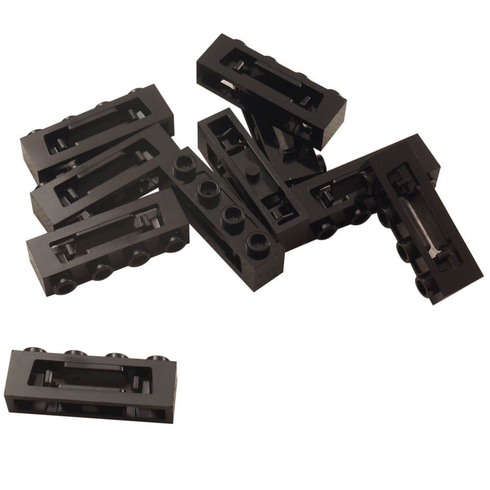 LEGO® Modified Brick 1x4 with inside clips (disk shooter style) in black for action and launcher builds