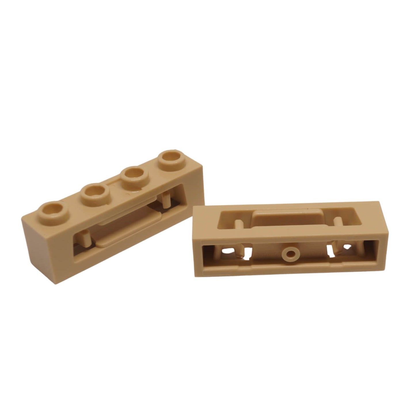 LEGO® Modified Brick 1x4 with inside clips (disk shooter style) in tan for action and launcher builds