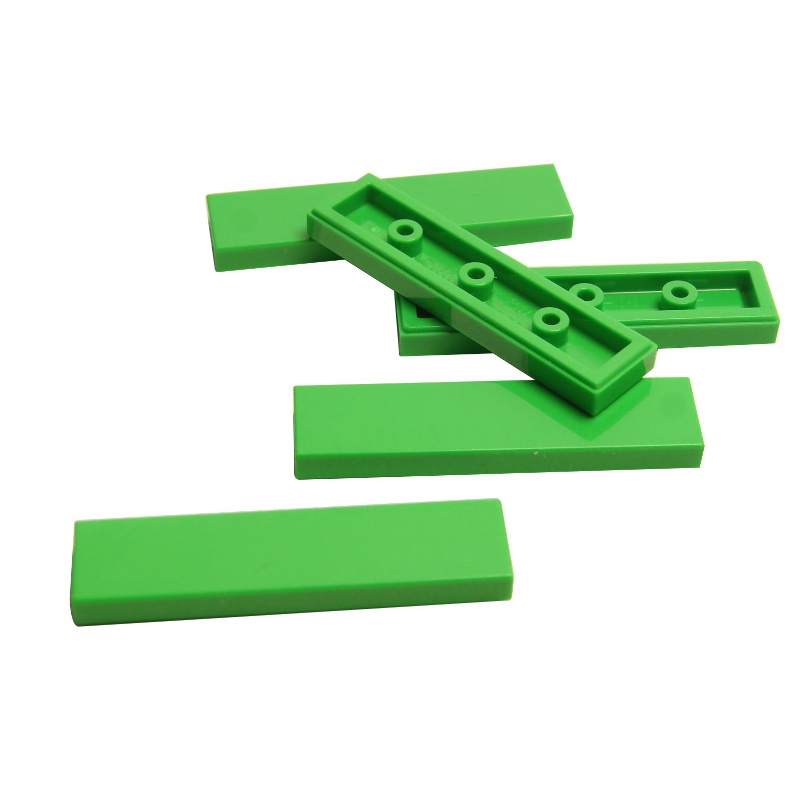 Pièce rectangulaire en carrelage 1 x 4 vert vif pour surfaces lisses, bordures, finitions et constructions propres LEGO®.
