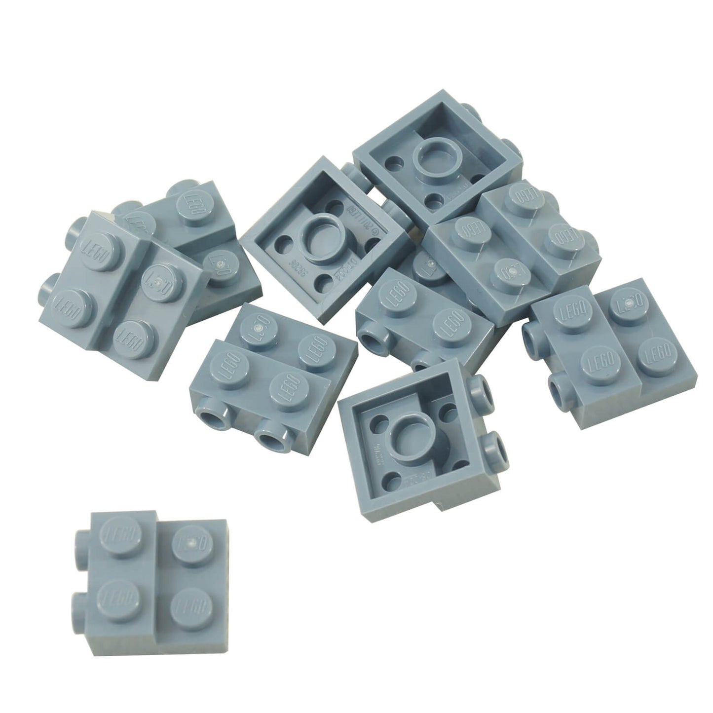 Jasně modrá LEGO® modifikovaná deska 2 x 2 x 2/3 se dvěma bočními kolíky pro SNOT stavební techniky
