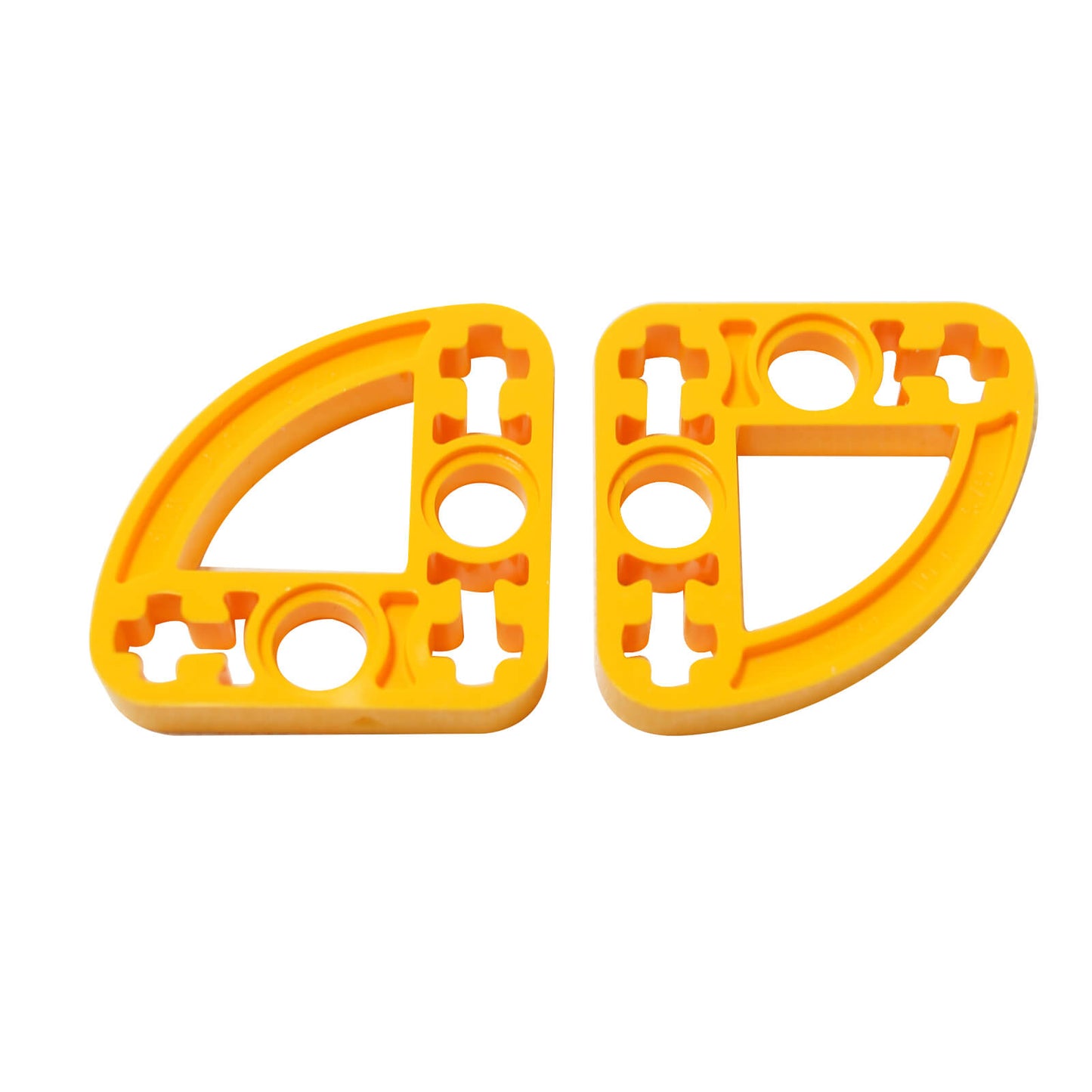 Bright light orange Technic liftarm modified L-shape quarter ellipse thin 3 x 3 (32284) for curved frames

