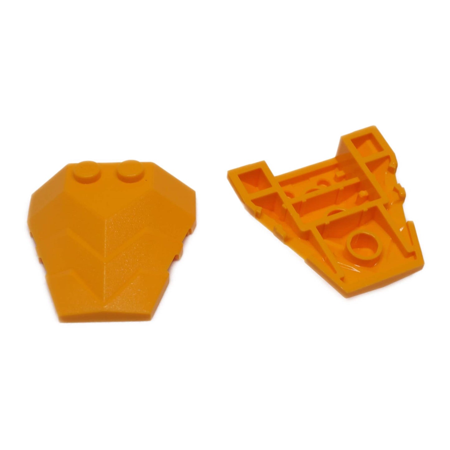 Bright light orange wedge 4 x 4 with angular stepped top for LEGO® building slopes, accents, and detailing
