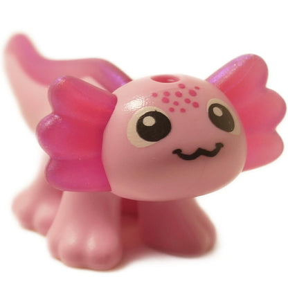 Bright pink axolotl salamander figure with dark pink gills front view 114542pb01
