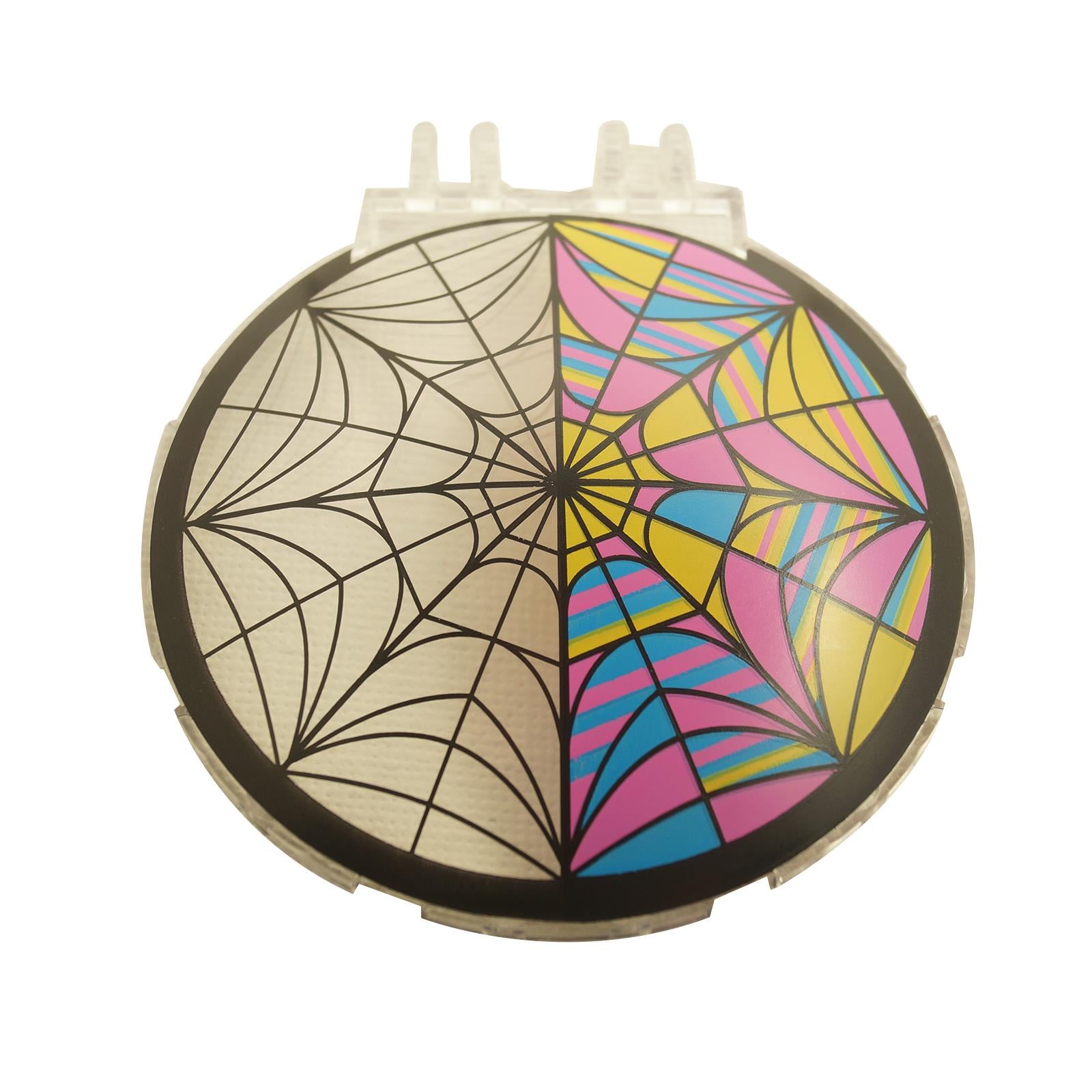 Trans-Clear Windscreen 8 x 8 Bubble Canopy with a dual spider web pattern, featuring half black and half colorful sections.