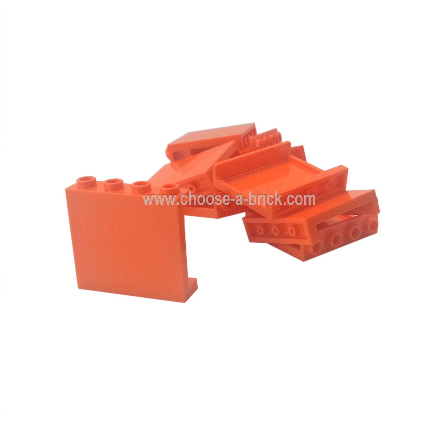 LEGO® Panel 1 x 4 x 3 with Side Supports – Hollow Studs (60581) in Orange. Adds a vibrant touch to industrial, space, or city builds with durable side supports for sturdy construction.